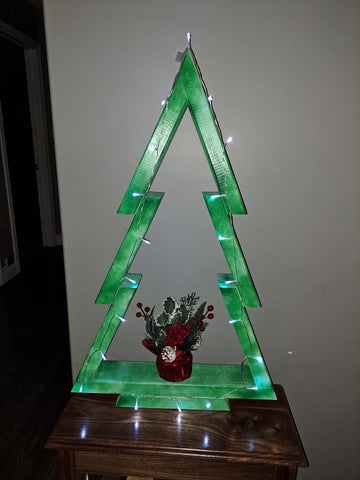 2x4 Christmas tree decorated